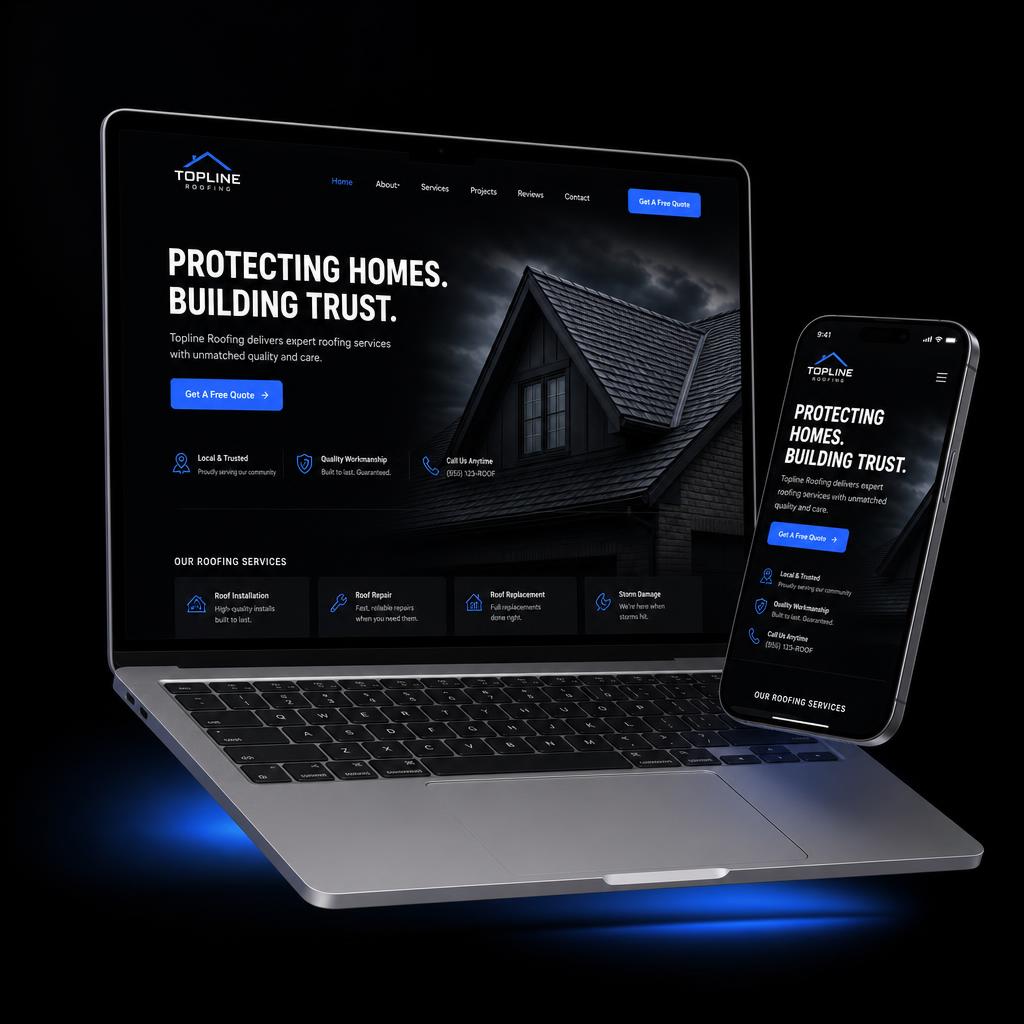 Modern website design displayed on a laptop and phone